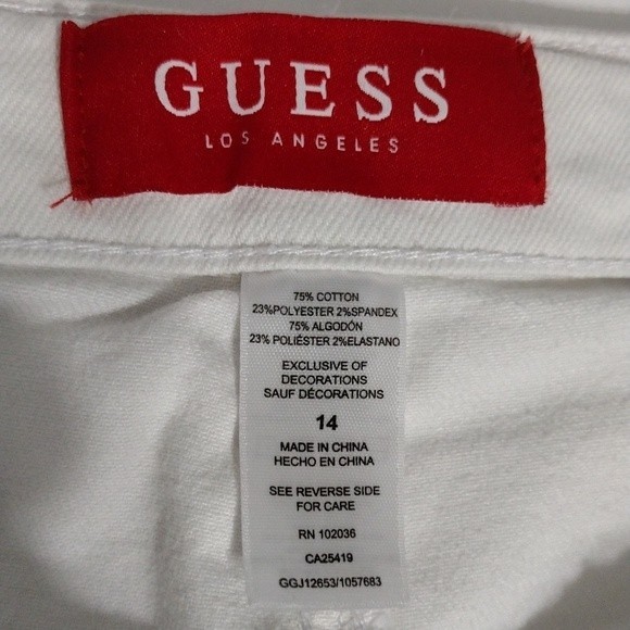 Guess Girls White Lace Fringe Hem Denim Jean Shorts Size 14 Waist 26 Summer Boho - Picture 4 of 5